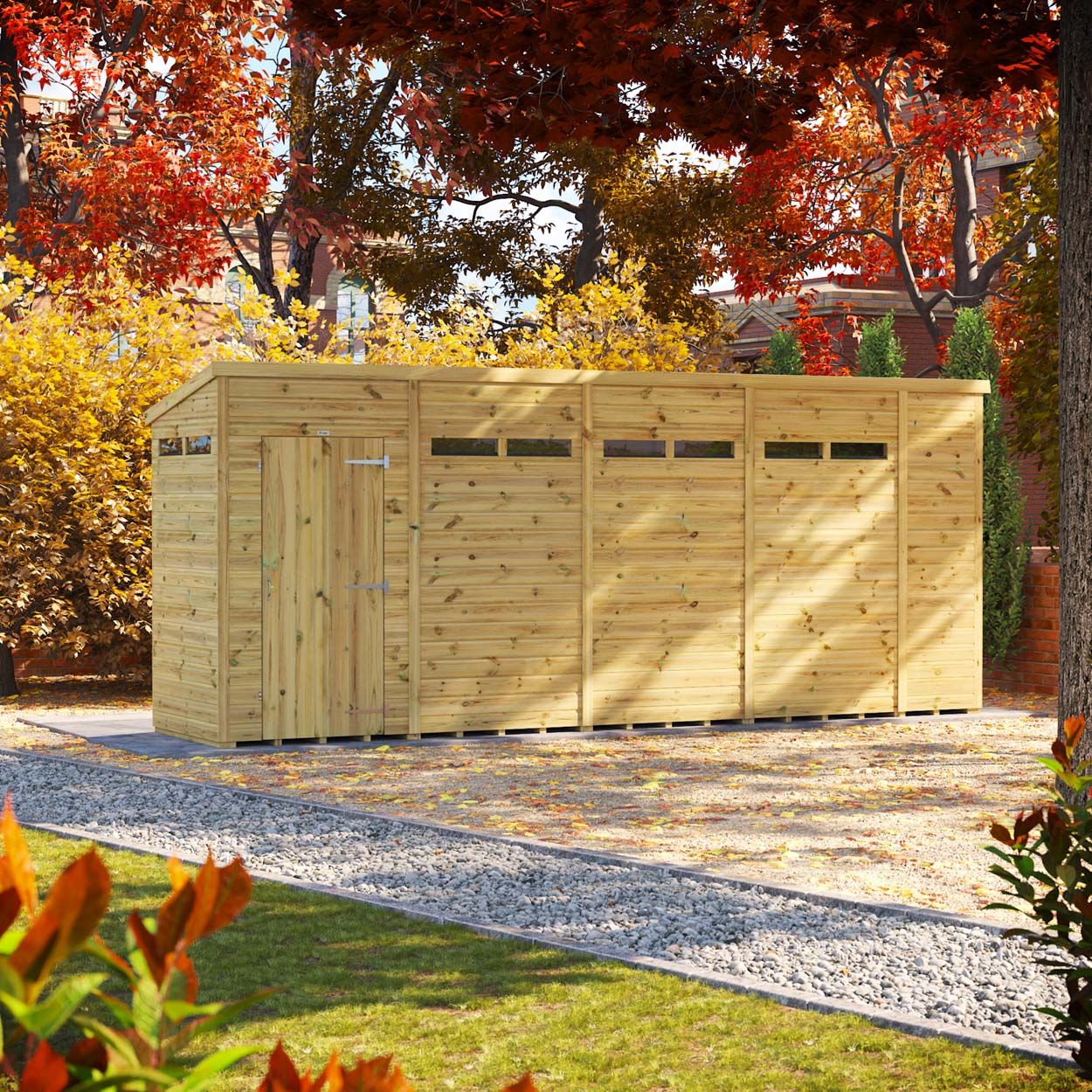 Powersheds Prem Pent Security Shed 18ftx4ft