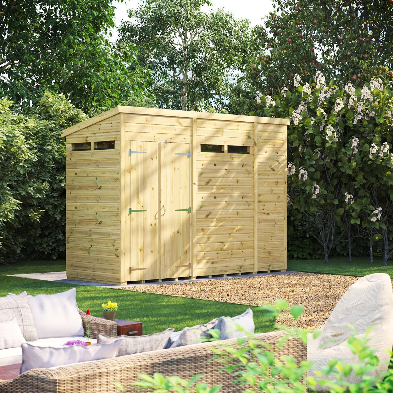 Powersheds Prem Pent Security Shed 10ftx4ft DD