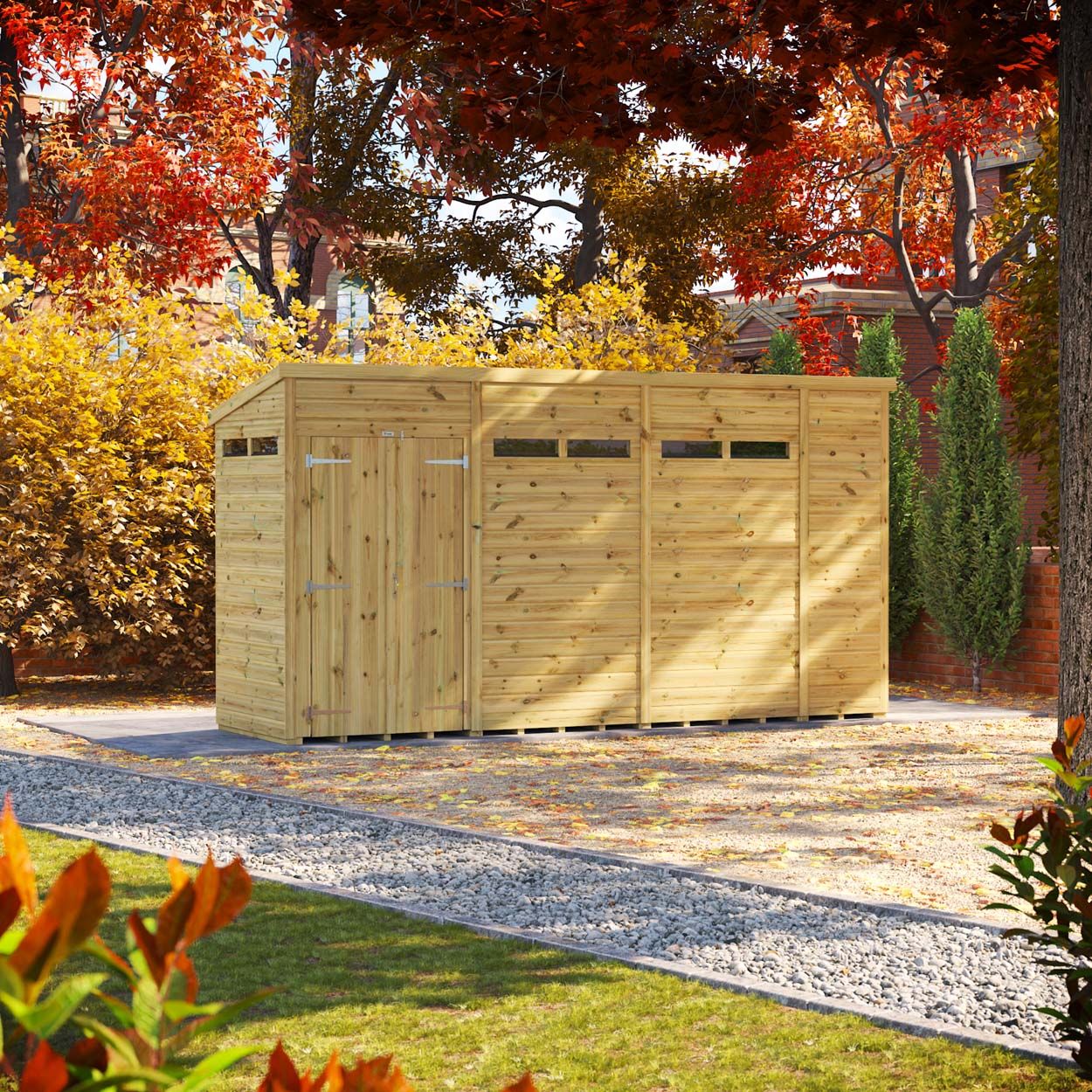 Powersheds Prem Pent Security Shed 14ftx4ft DD