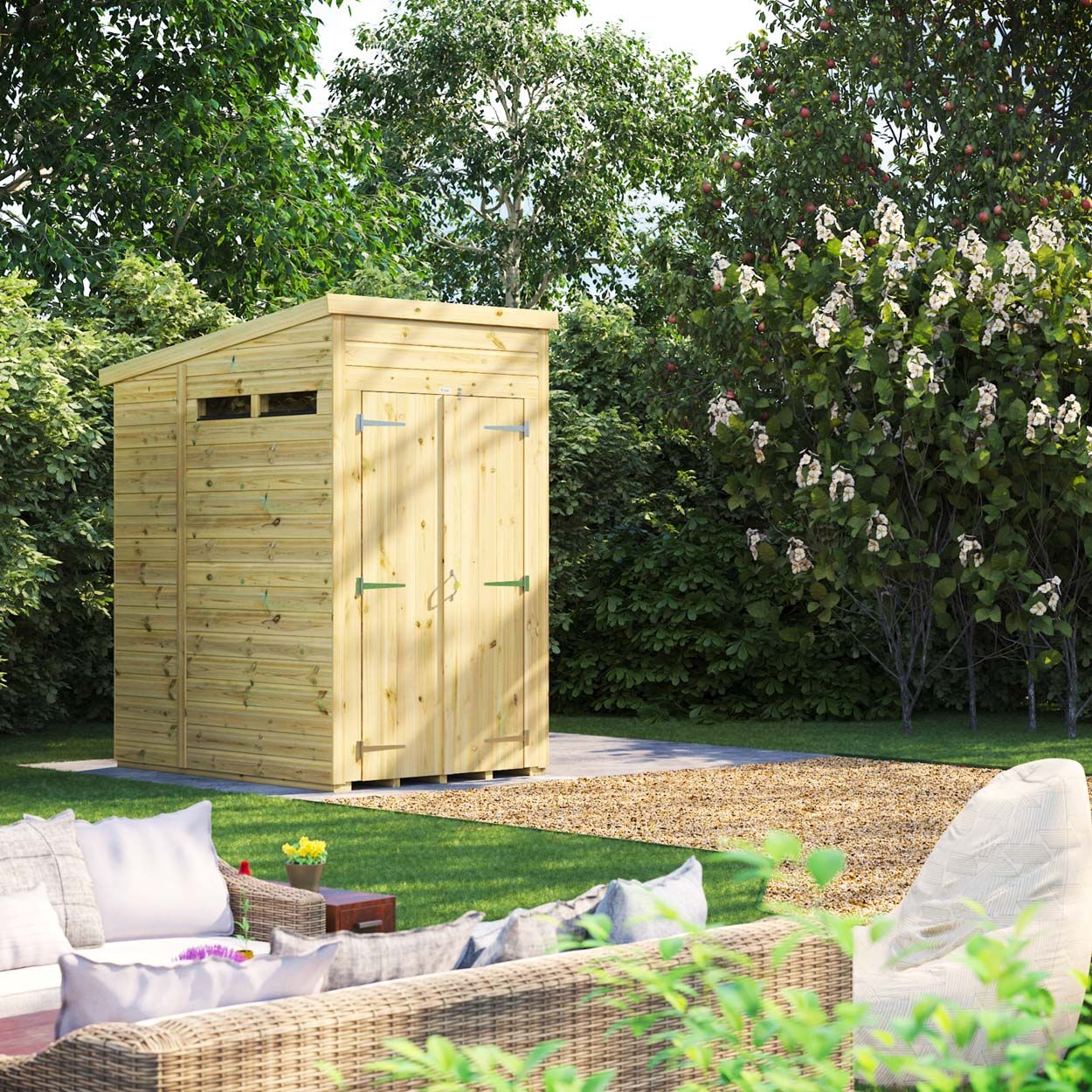 Powersheds Prem Pent Security Shed 4ftx6ft DD