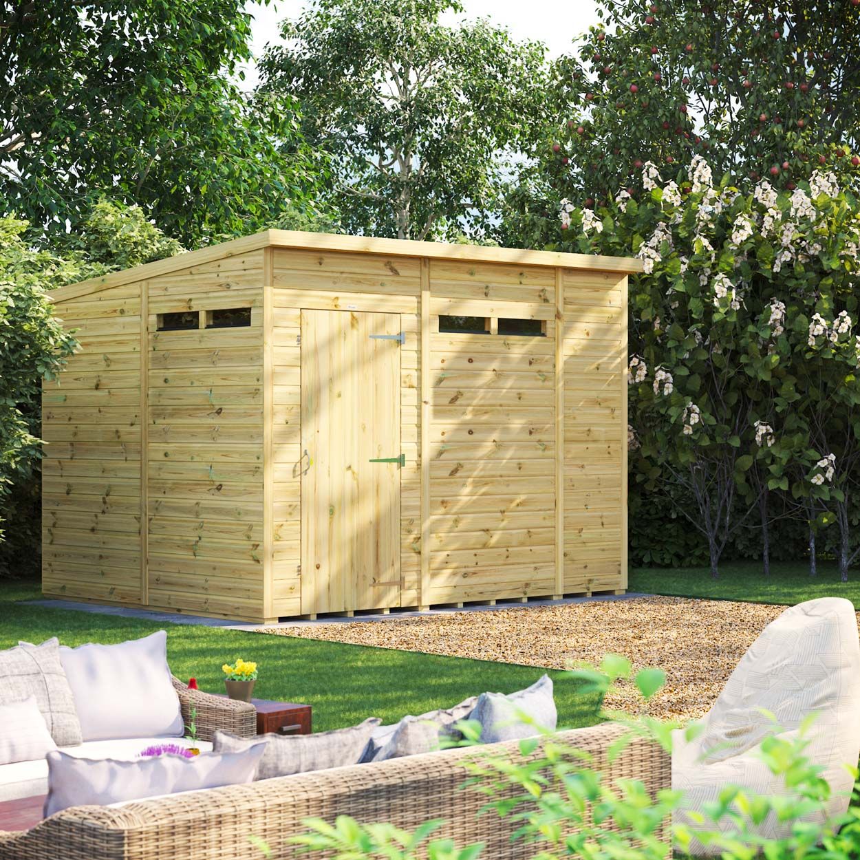 Powersheds Prem Pent Security Shed 10ftx8ft