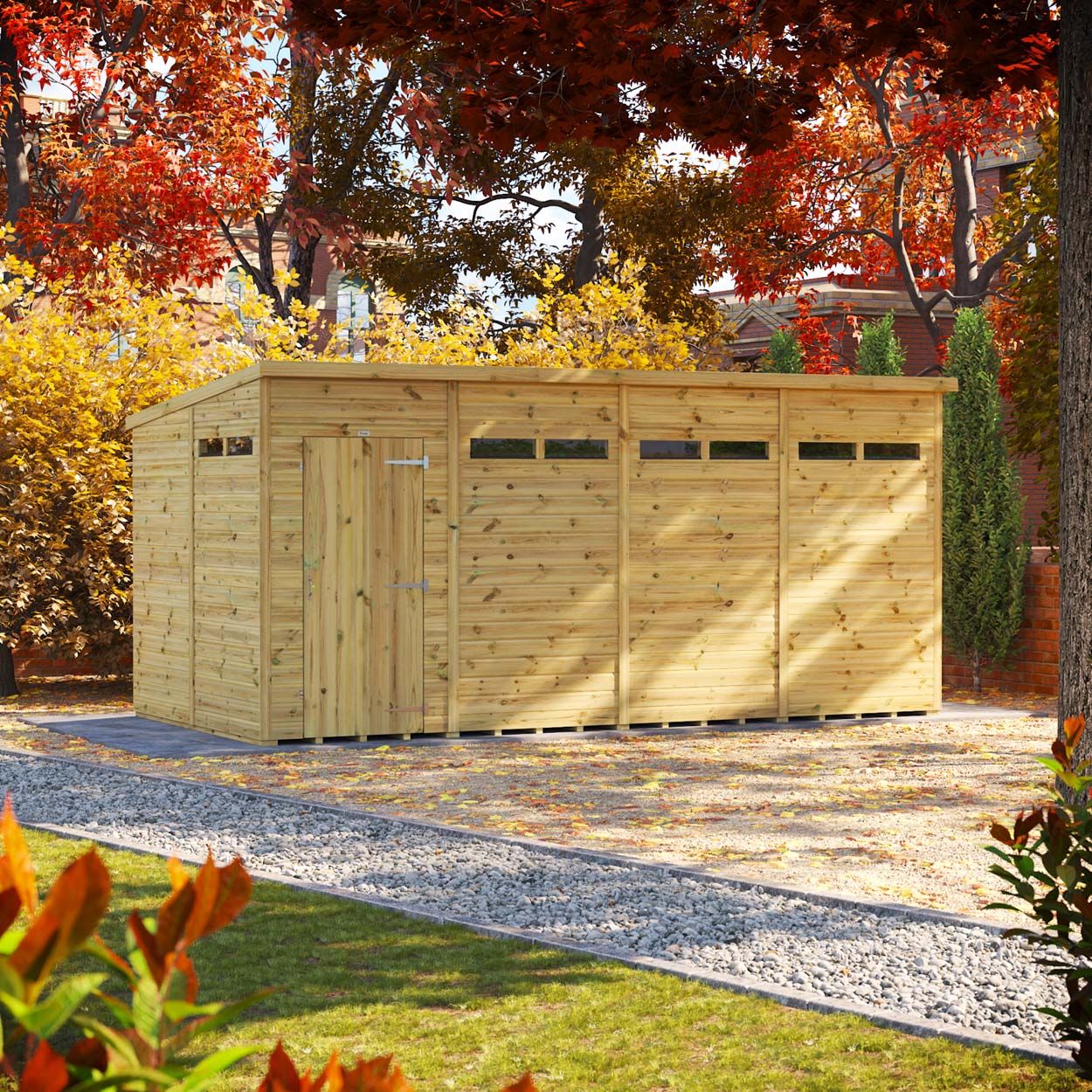 Powersheds Prem Pent Security Shed 16ftx8ft