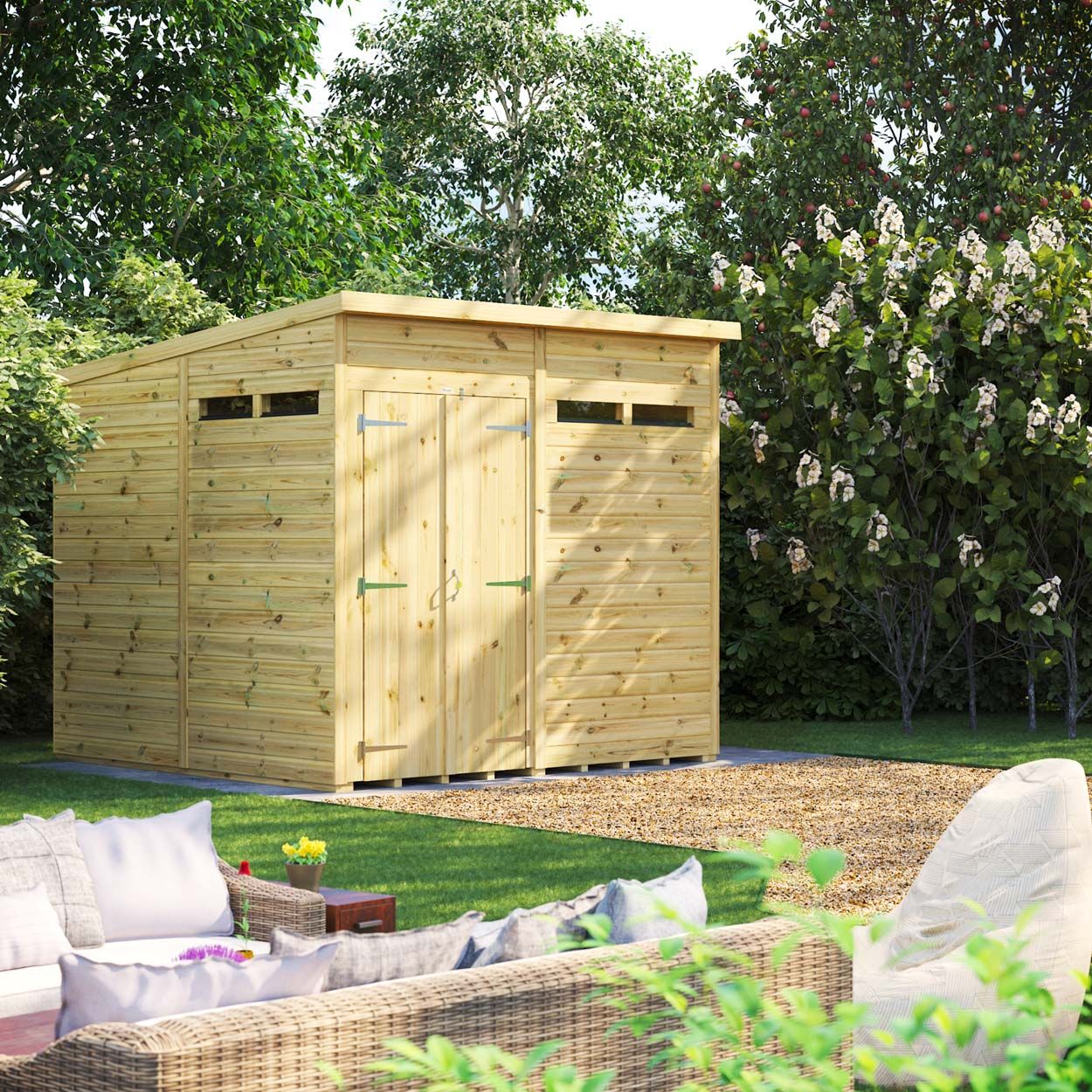 Powersheds Prem Pent Security Shed 8ftx8ft DD