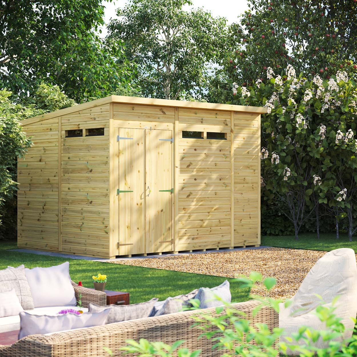Powersheds Prem Pent Security Shed 10ftx8ft DD