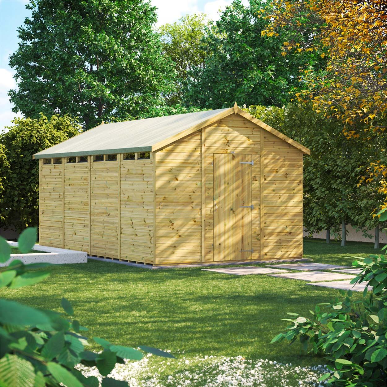 Powersheds Prem Apex Security Shed 16ftx10ft