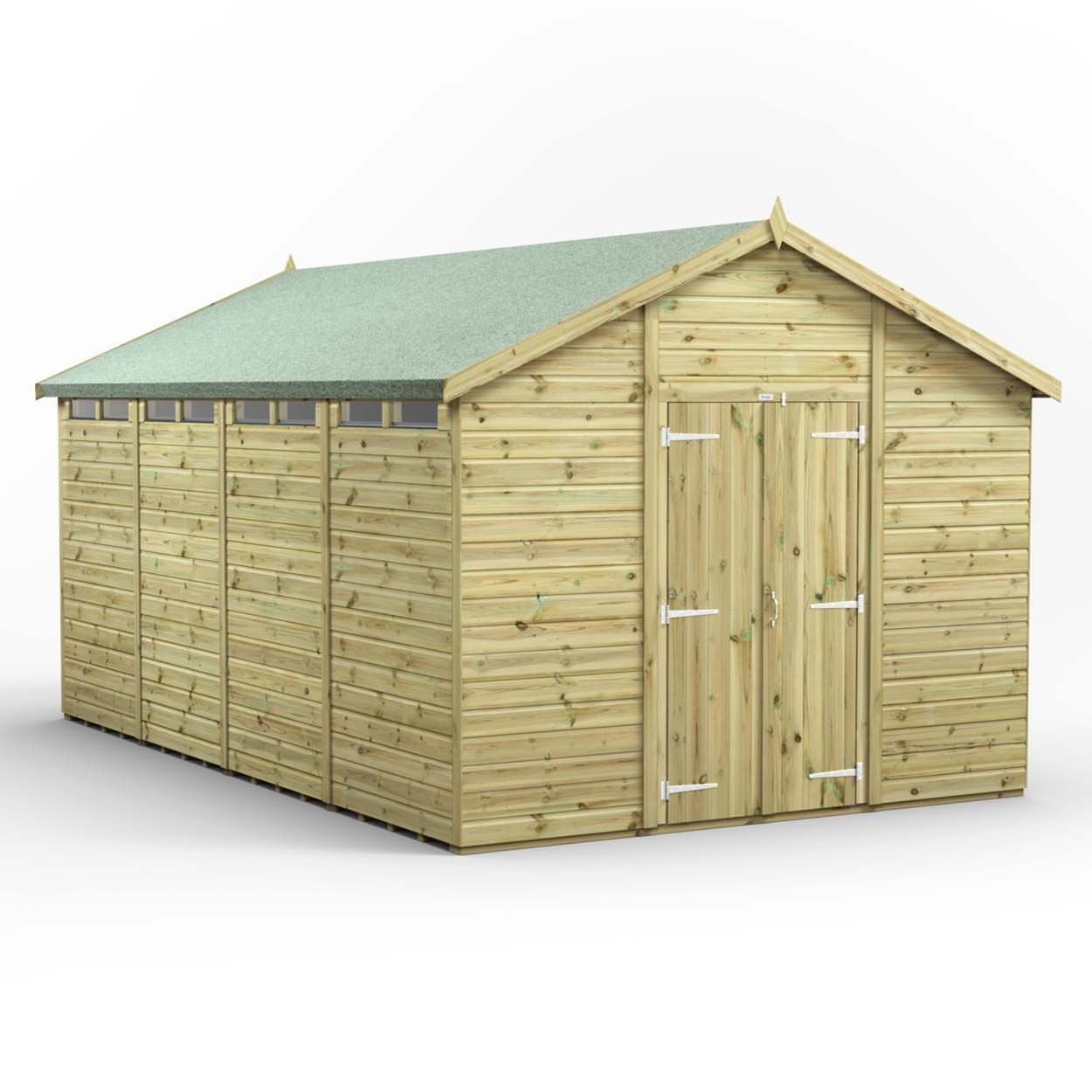 Powersheds Prem Apex Security Shed 16ftx10ft DD