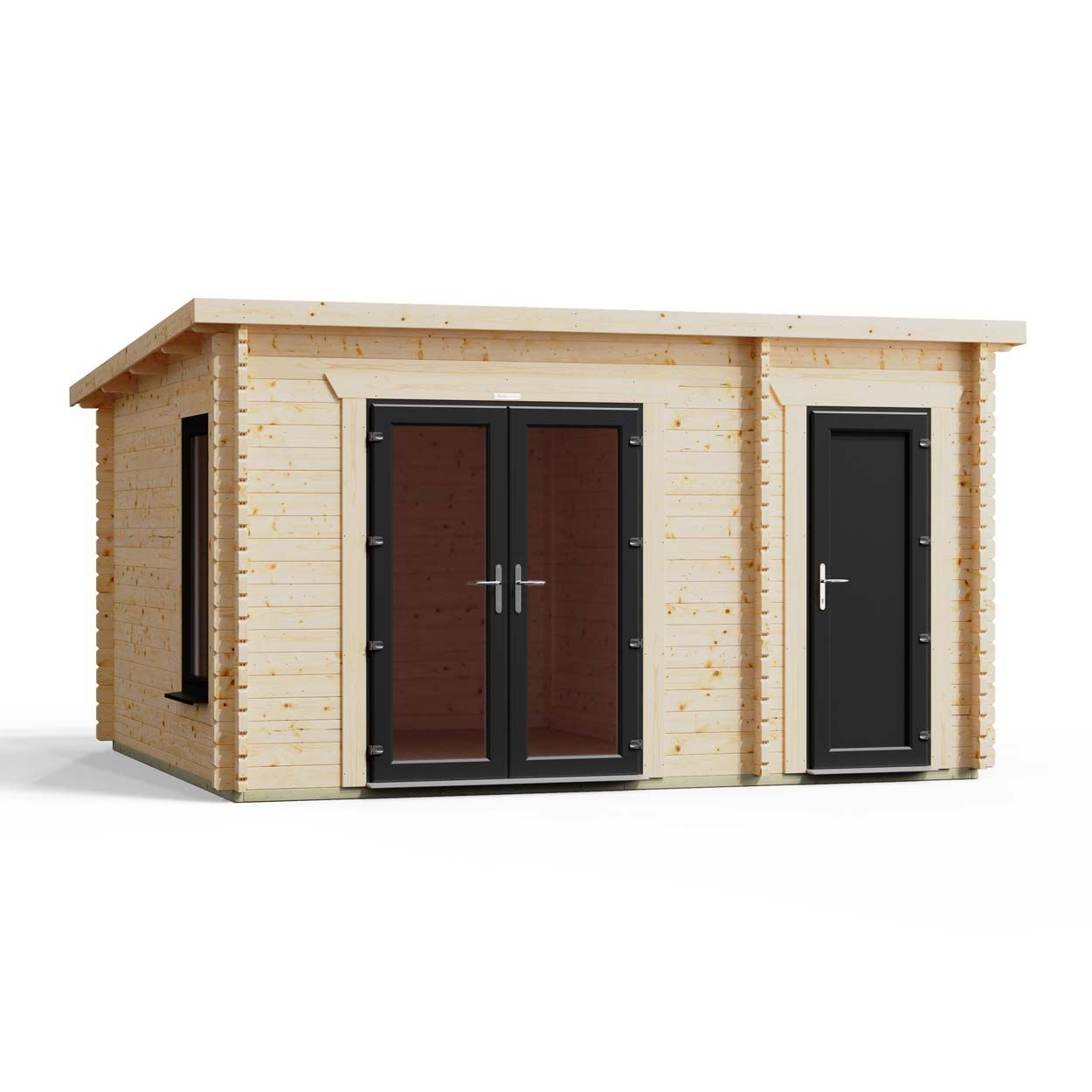 Powersheds Combi Pent Log Cabin 14ftx12ft DC 44mm
