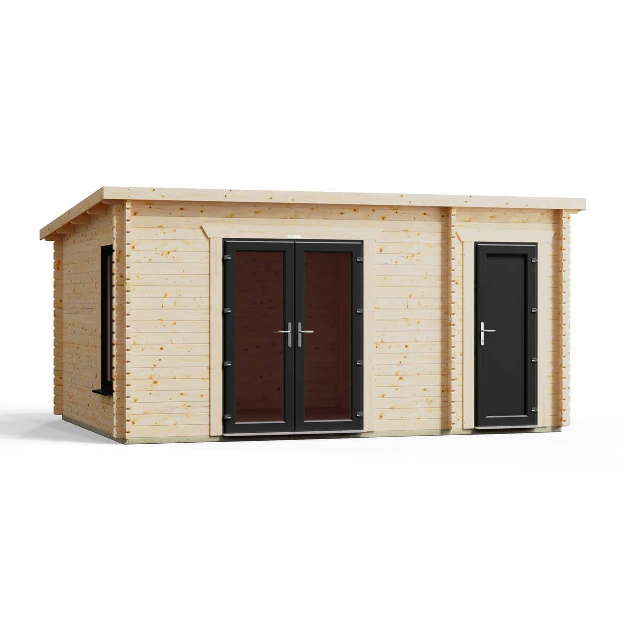 Powersheds Combi Pent Log Cabin 16ftx12ft DC 44mm