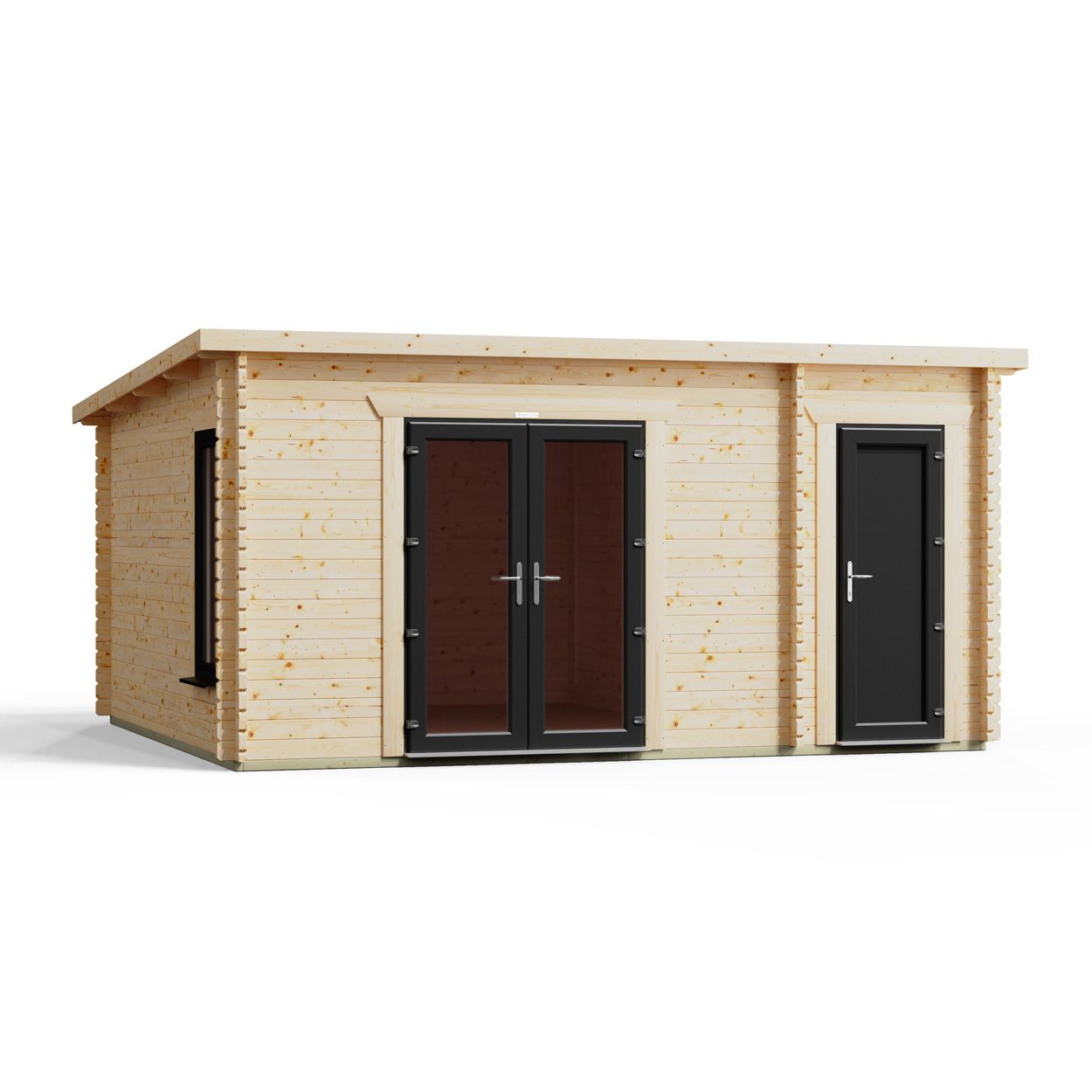 Powersheds Combi Pent Log Cabin 16ftx14ft DC 44mm