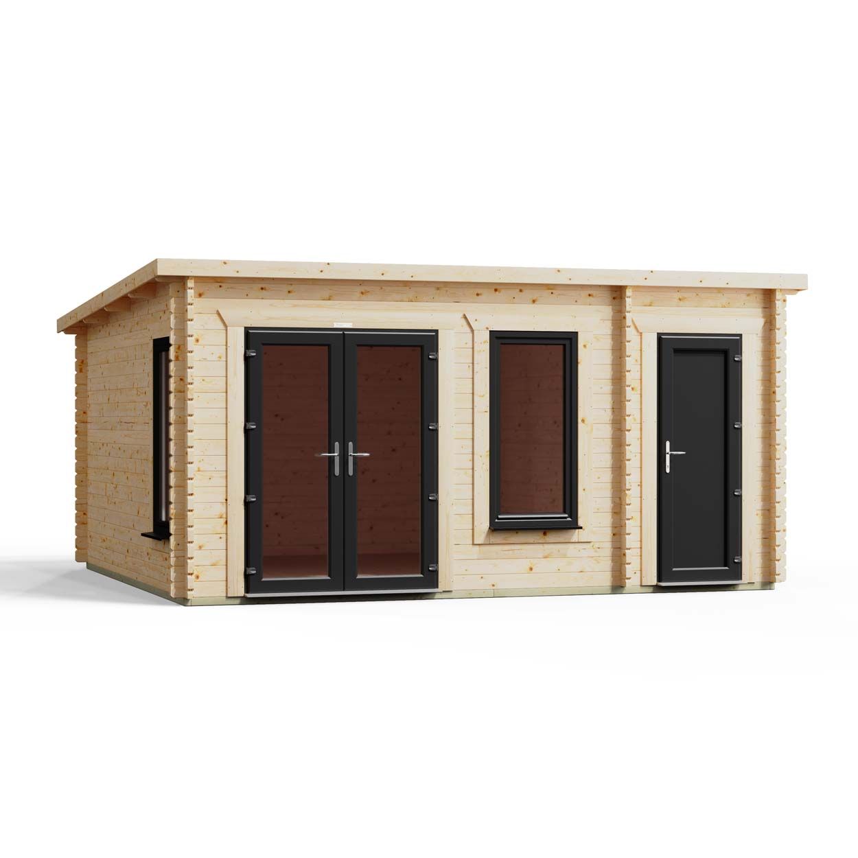 Powersheds Combi Pent Log Cabin 16ftx14ft DTL 44mm