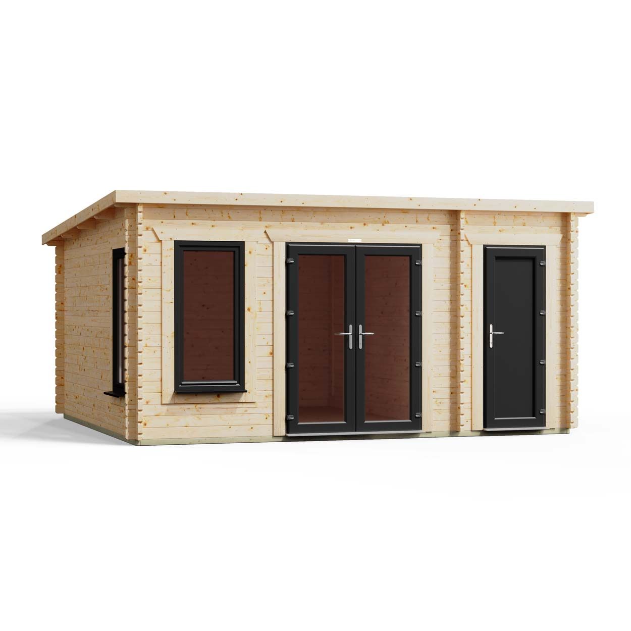 Powersheds Combi Pent Log Cabin 16ftx14ft DTR 44mm