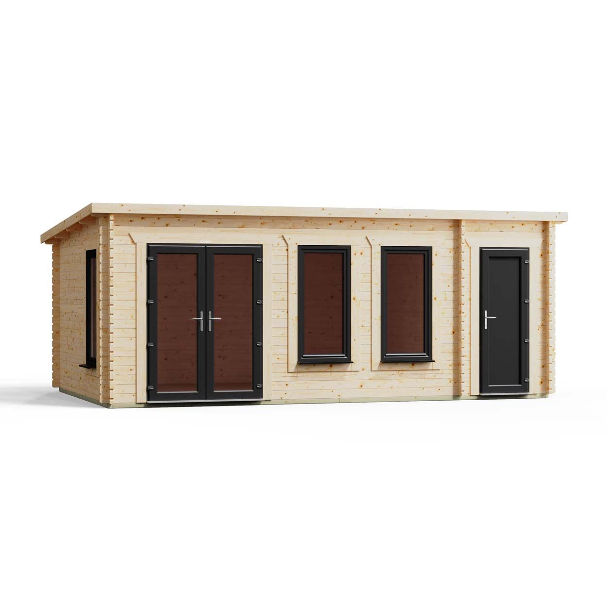 Powersheds Combi Pent Log Cabin 20ftx12ft DC 44mm