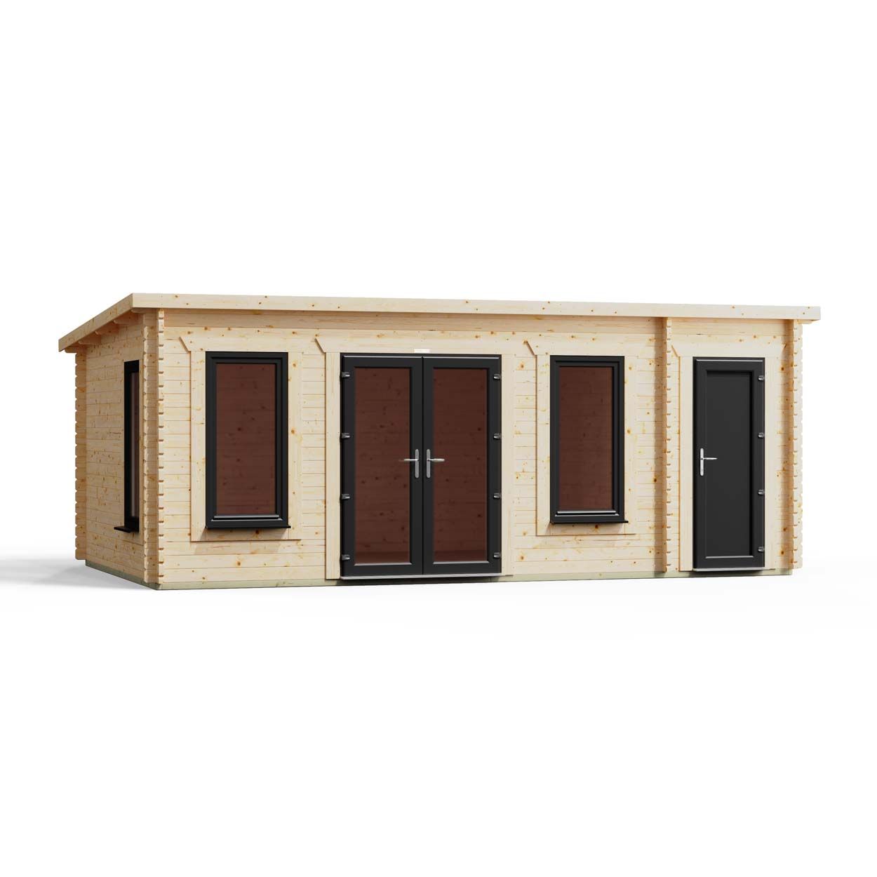 Powersheds Combi Pent Log Cabin 20ftx12ft DTL 44mm