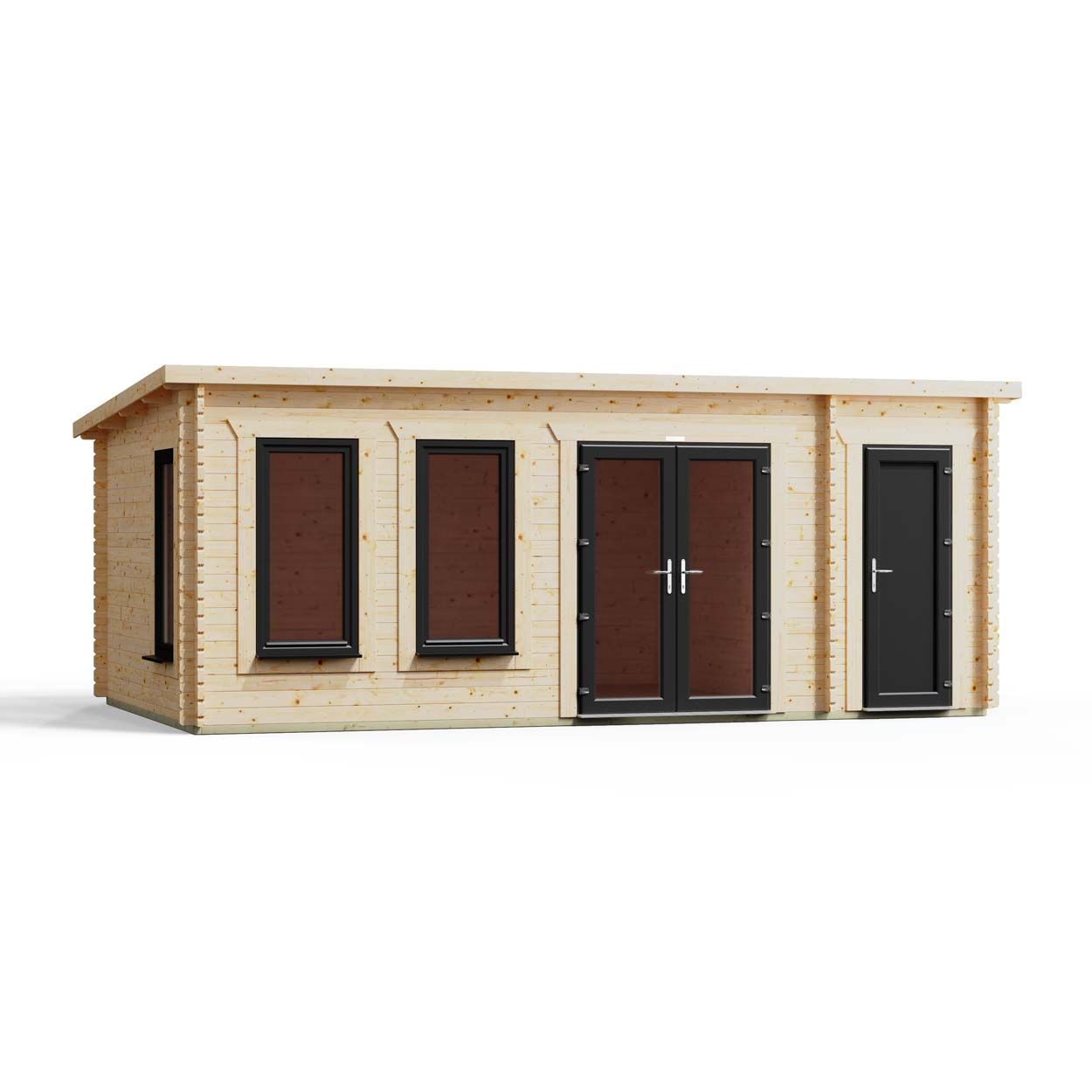 Powersheds Combi Pent Log Cabin 20ftx12ft DTR 44mm