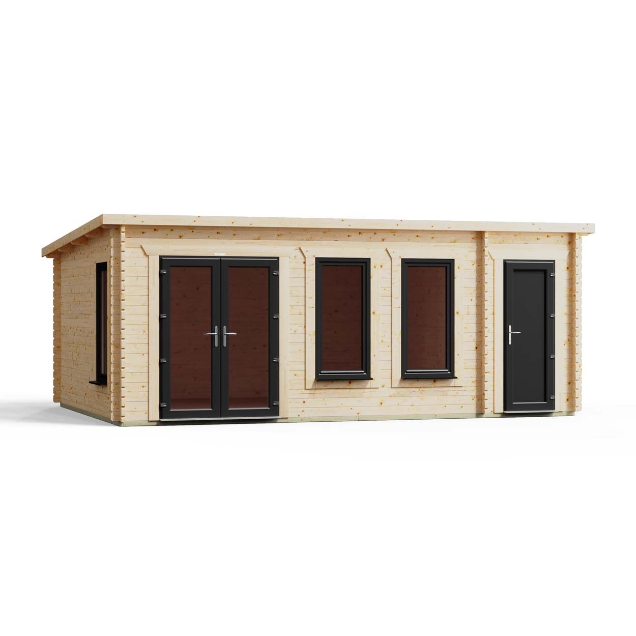 Powersheds Combi Pent Log Cabin 20ftx14ft DC 44mm