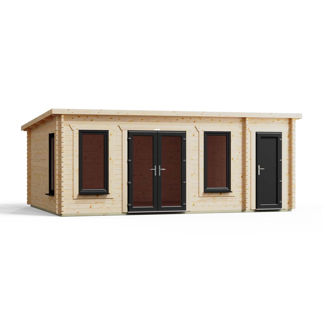 Powersheds Combi Pent Log Cabin 20ftx14ft DTL 44mm