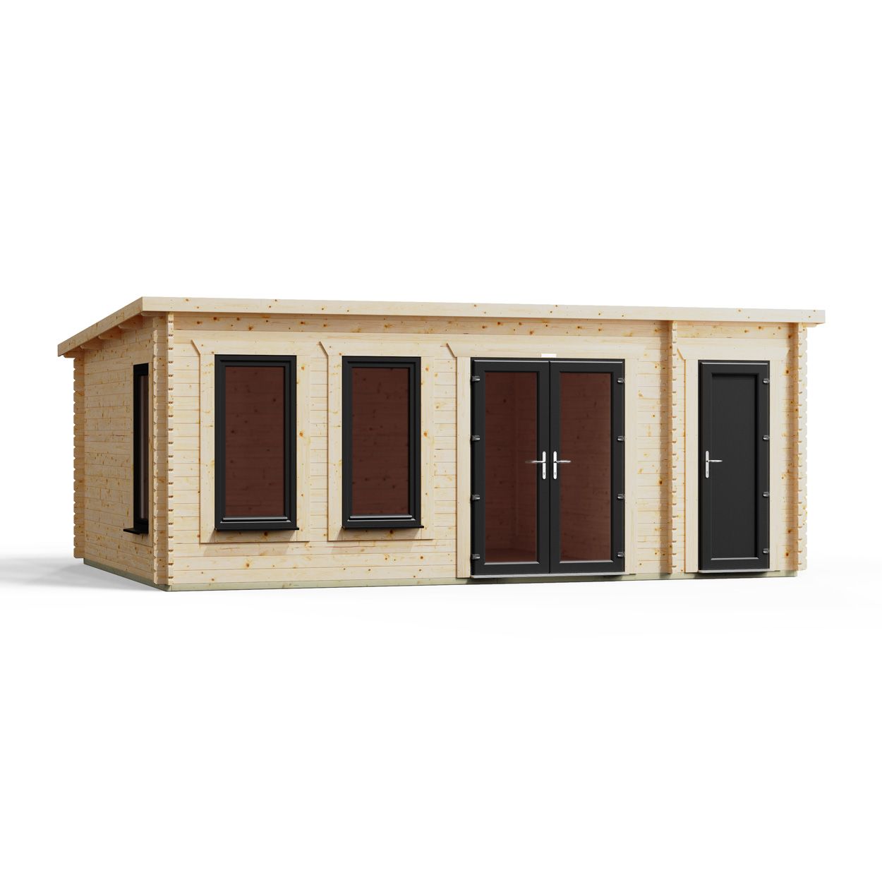 Powersheds Combi Pent Log Cabin 20ftx14ft DTR 44mm