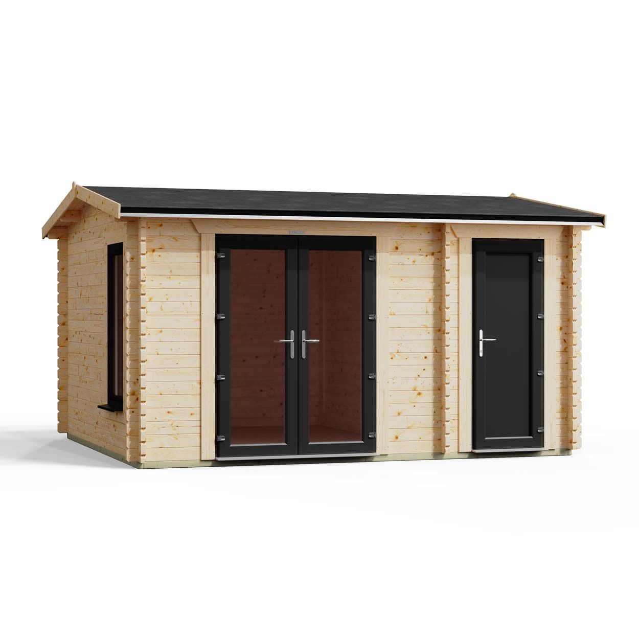 Powersheds Combi Apex Log Cabin 14ftx12ft DC 44mm