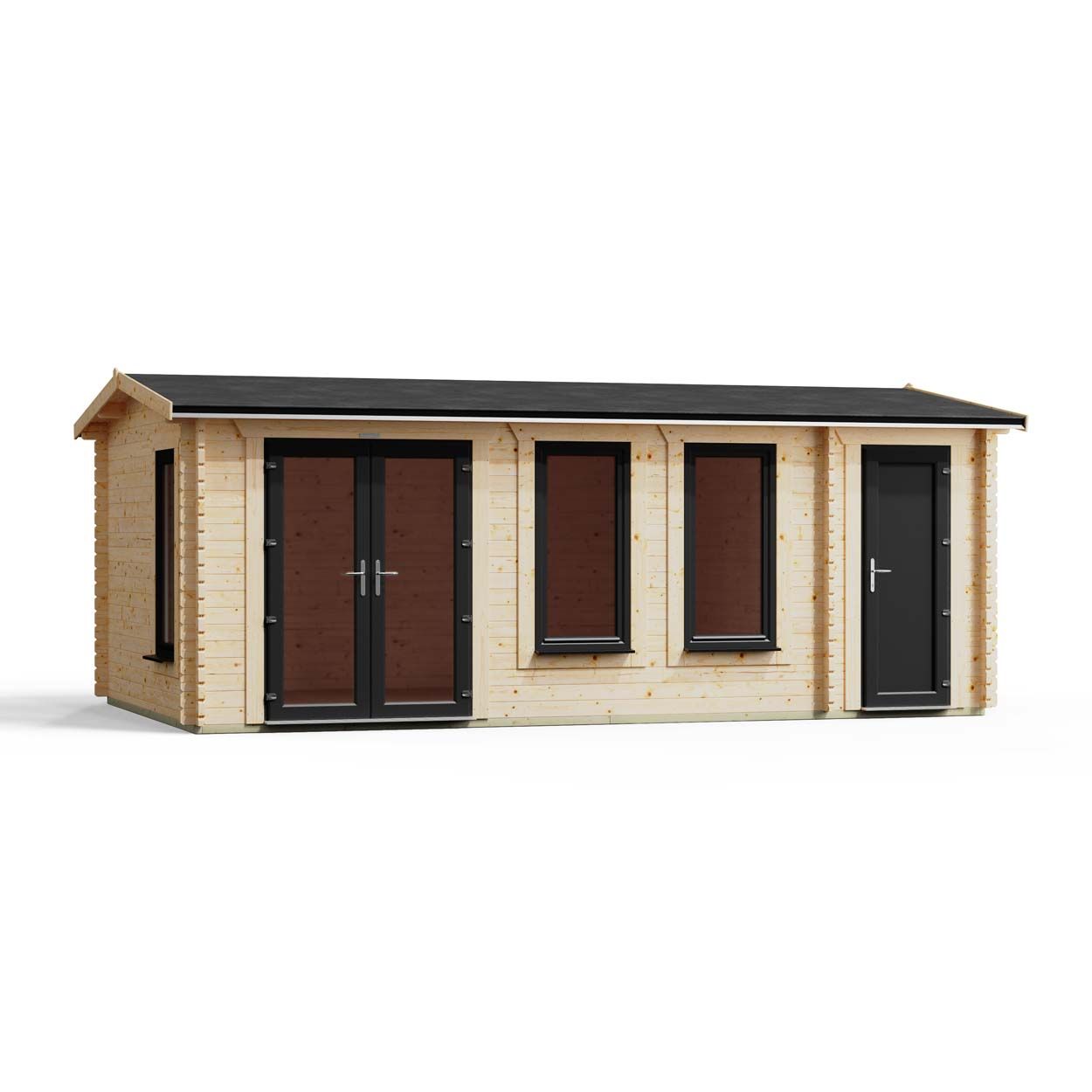 Powersheds Combi Apex Log Cabin 20ftx12ft DC 44mm