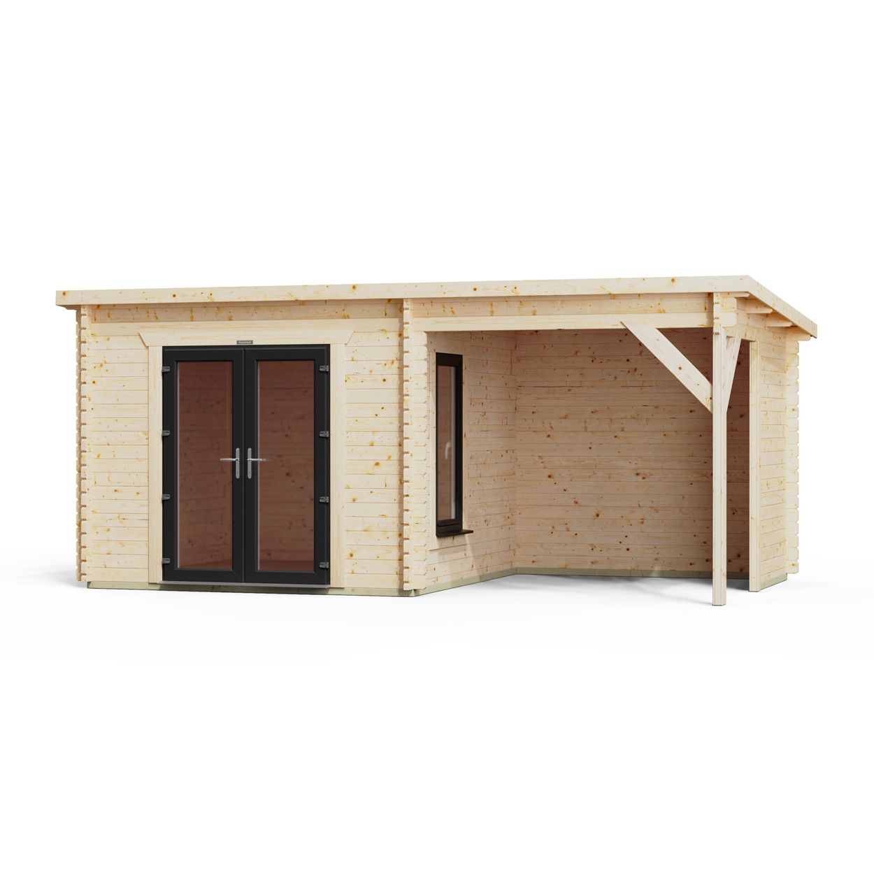 Powersheds Pent Canopy Log Cabin 18ftx10ft DD 44mm