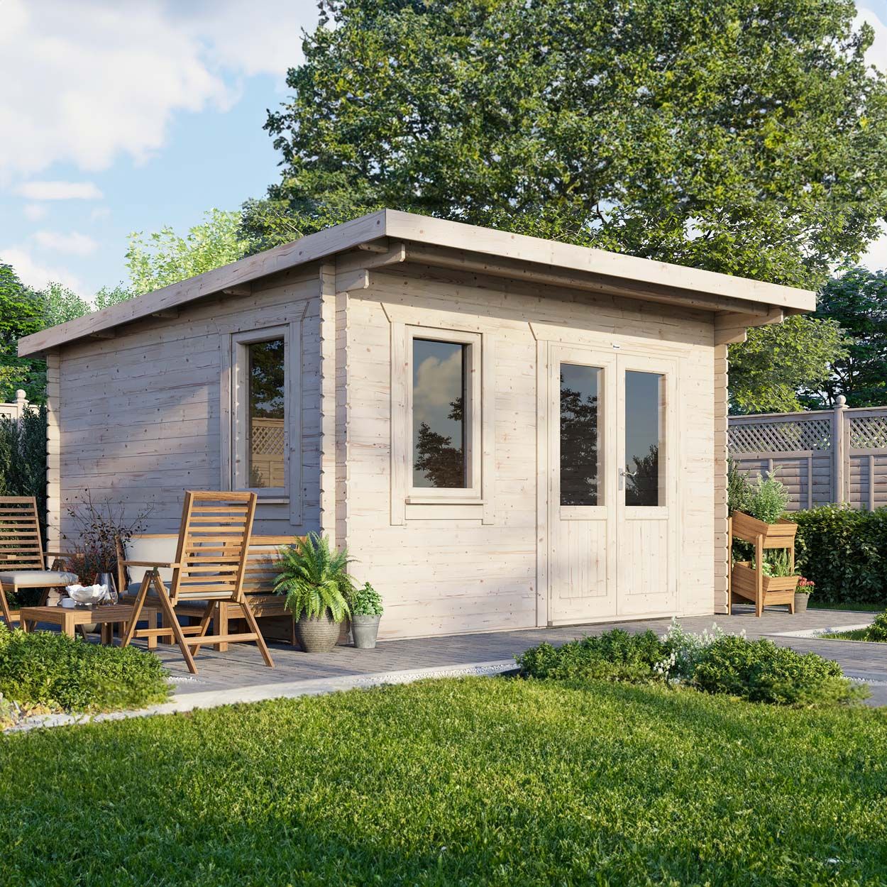 Powersheds Pent Clasic LCabin 14ftx14ft DTR 44mm