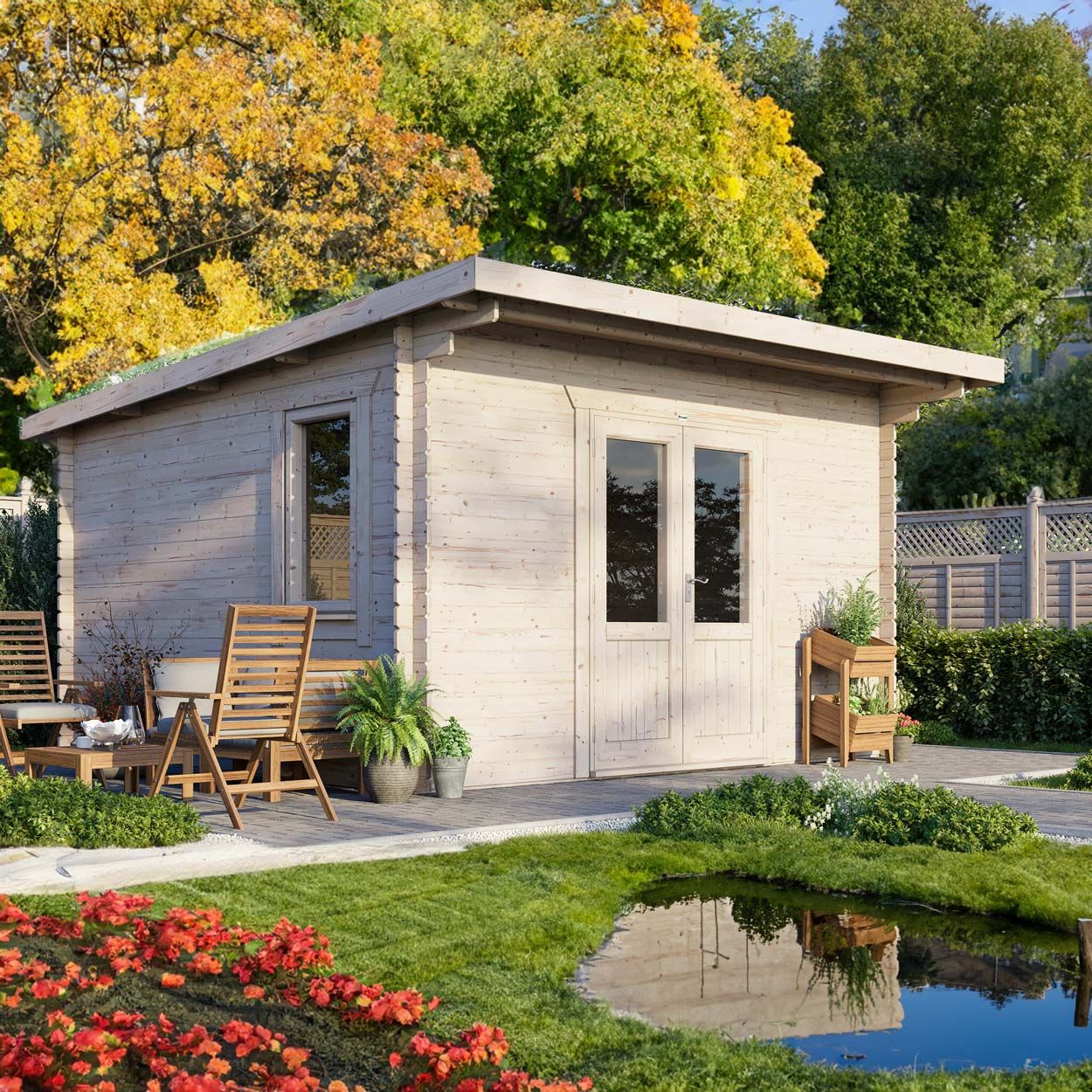 Powersheds Pent Clasic LCabin 14ftx14ft DC 44mm