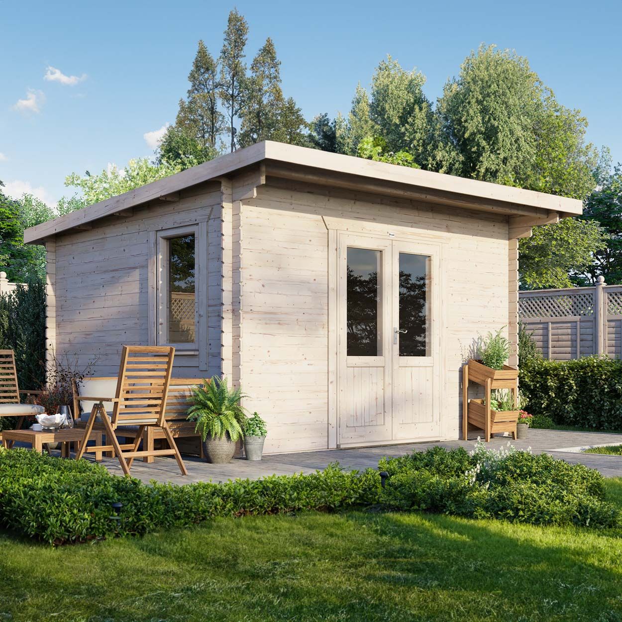 Powersheds Pent Clasic LCabin 14ftx12ft DC 44mm