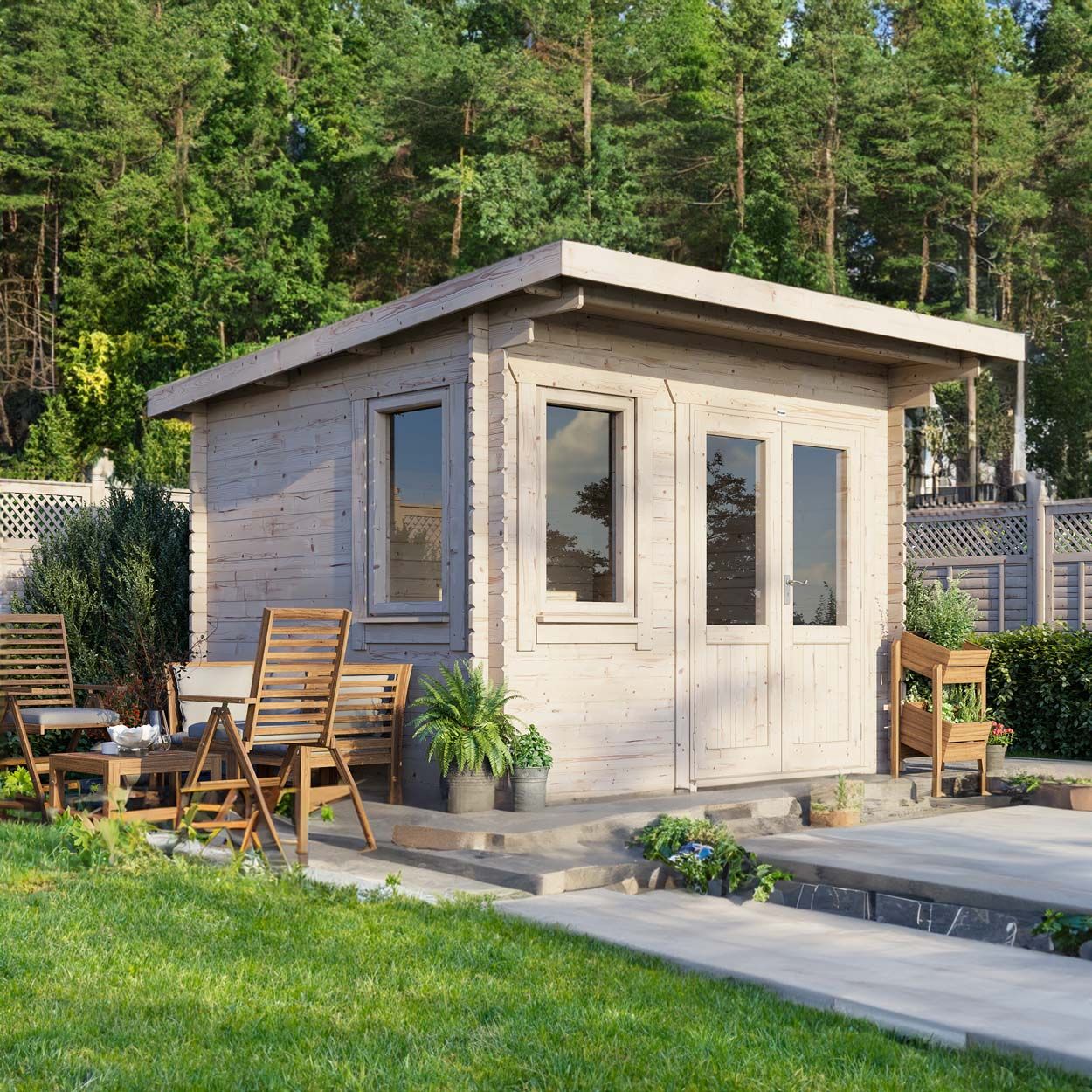 Powersheds Pent Clasic LCabin 12ftx10ft DTR 44mm