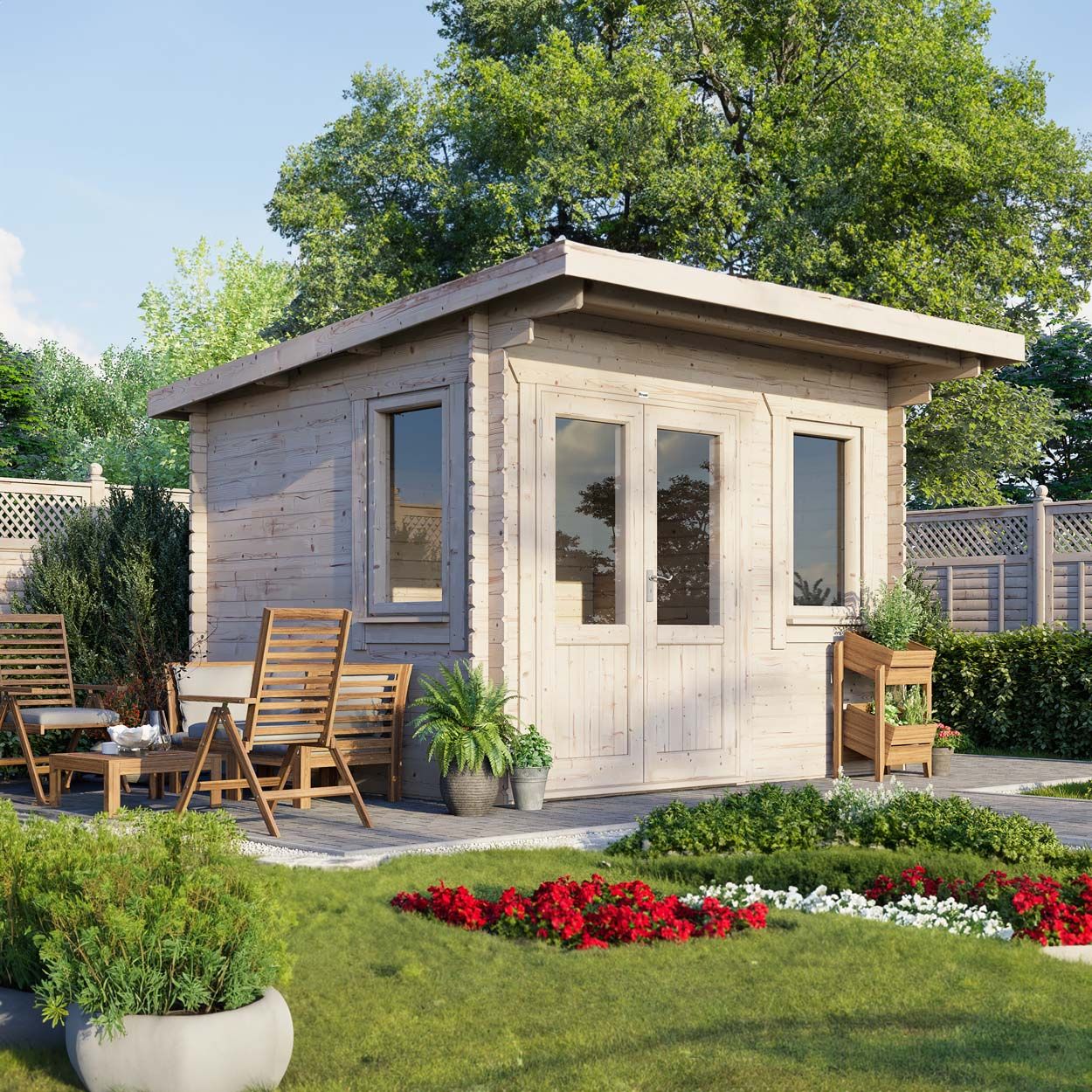 Powersheds Pent Clasic LCabin 12ftx10ft DTL 44mm