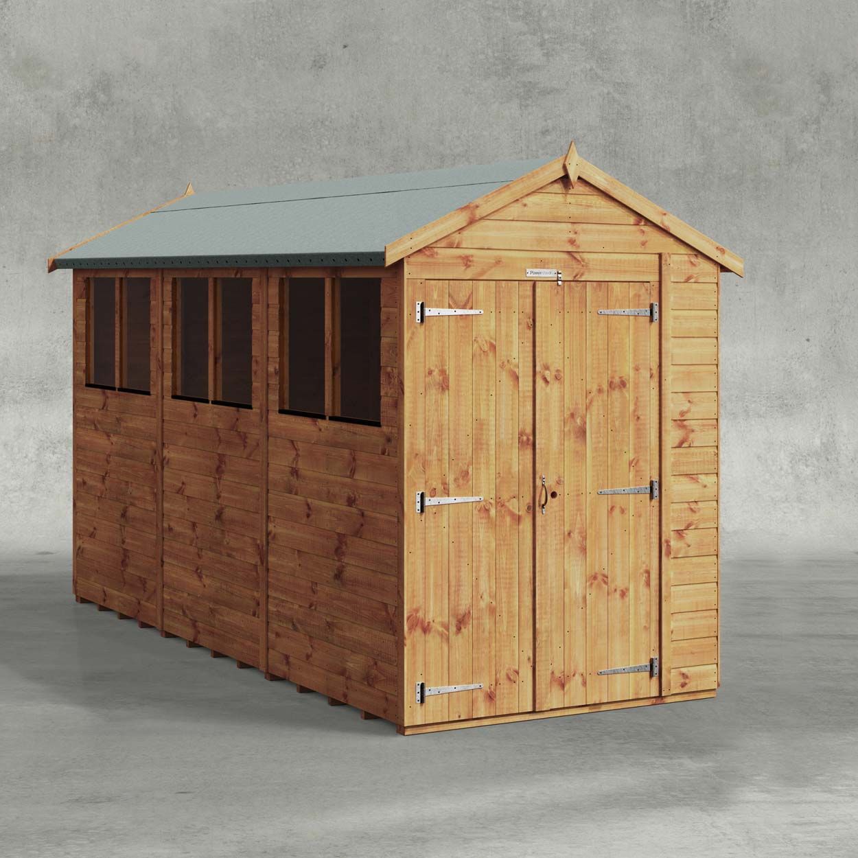 Powersheds Apex Garden Shed 12ftx5ft Double Doors