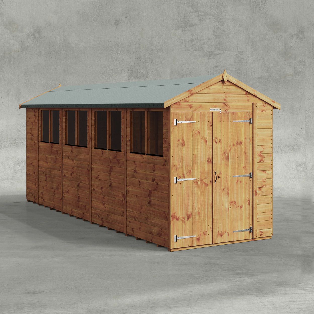 Powersheds Apex Garden Shed 18ftx5ft Double Doors