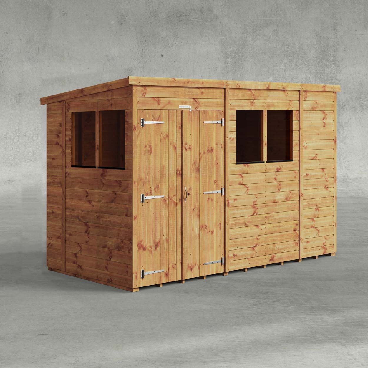 Powersheds Pent Garden Shed 10ftx5ft Double Doors