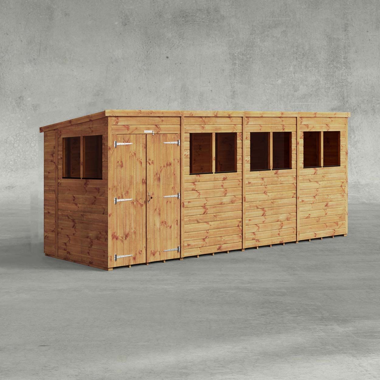 Powersheds Pent Garden Shed 16ftx5ft Double Doors