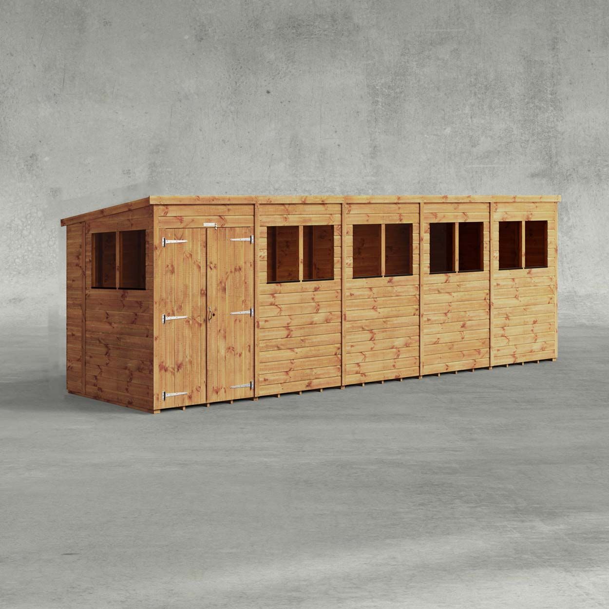 Powersheds Pent Garden Shed 20ftx5ft Double Doors