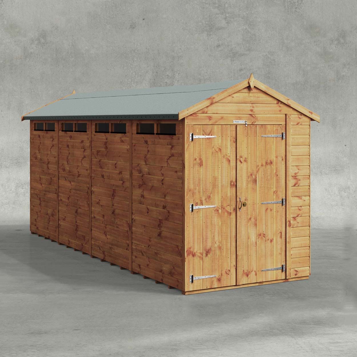Powersheds Apex Security Shed 16ftx5ft DD