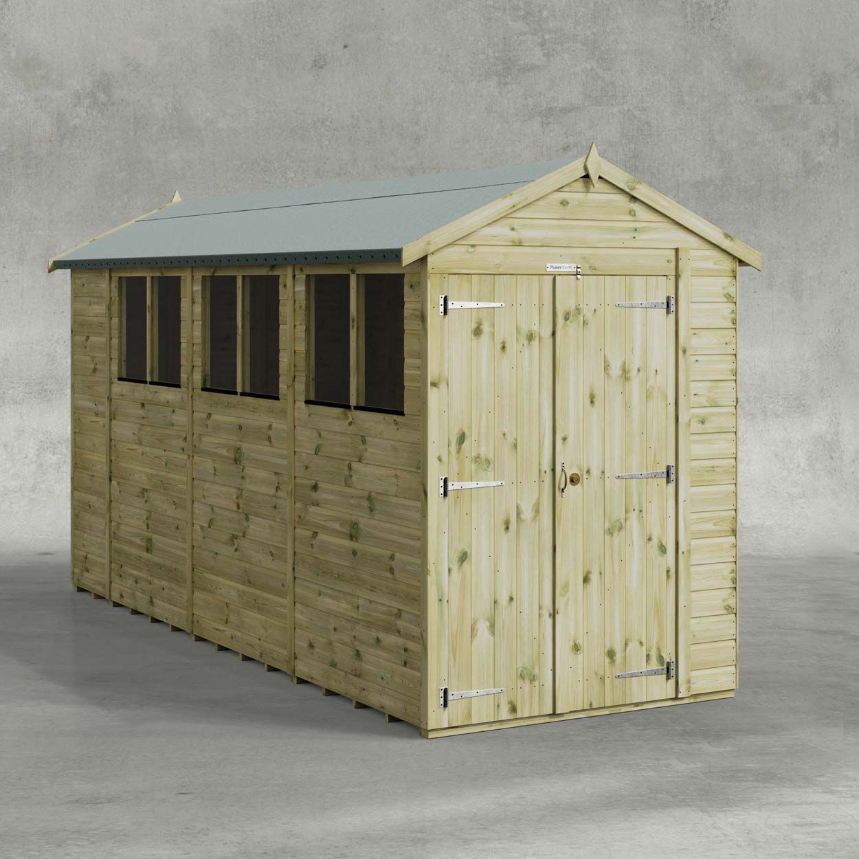 Powersheds Premium Apex Garden Shed 14ftx5ft Double Doors