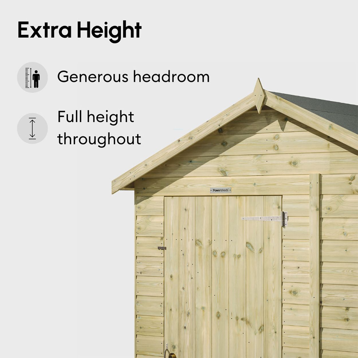 Powersheds Premium Apex Garden Shed 16ftx5ft Double Doors