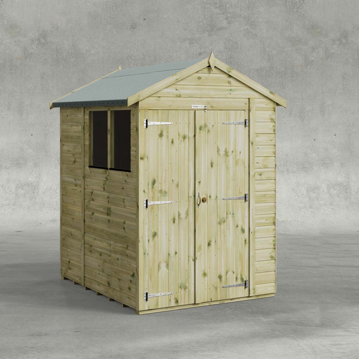 Powersheds Premium Apex Garden Shed 6ftx5ft Double Doors
