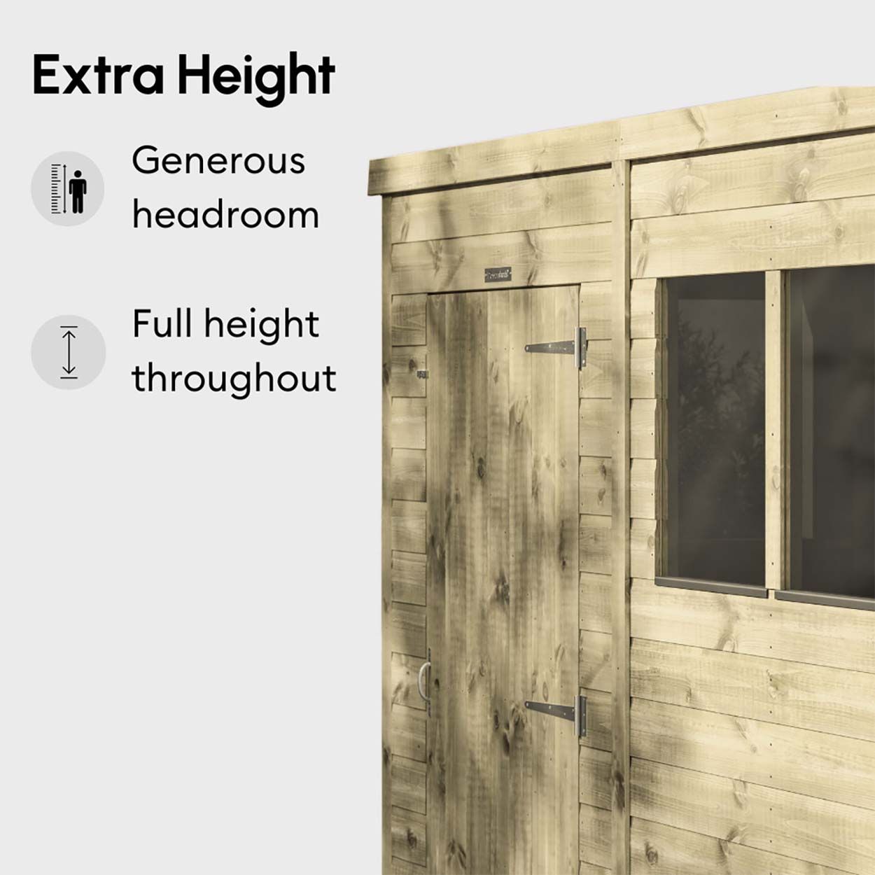 Powersheds Prem Pent Garden Shed 16ftx5ft DD