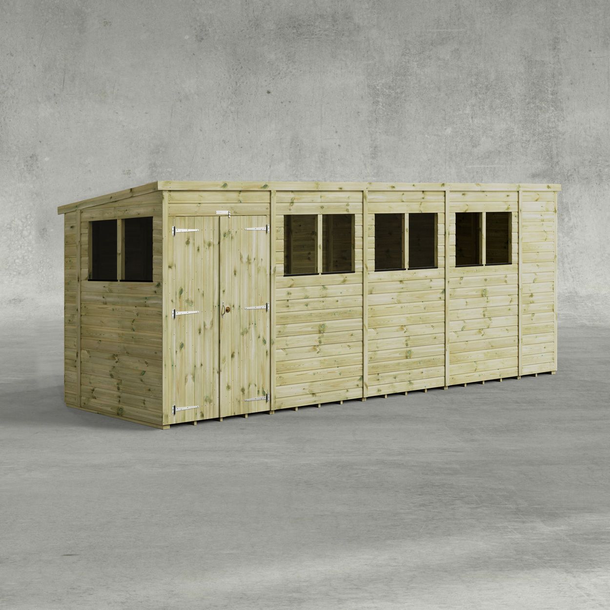 Powersheds Prem Pent Garden Shed 18ftx5ft DD