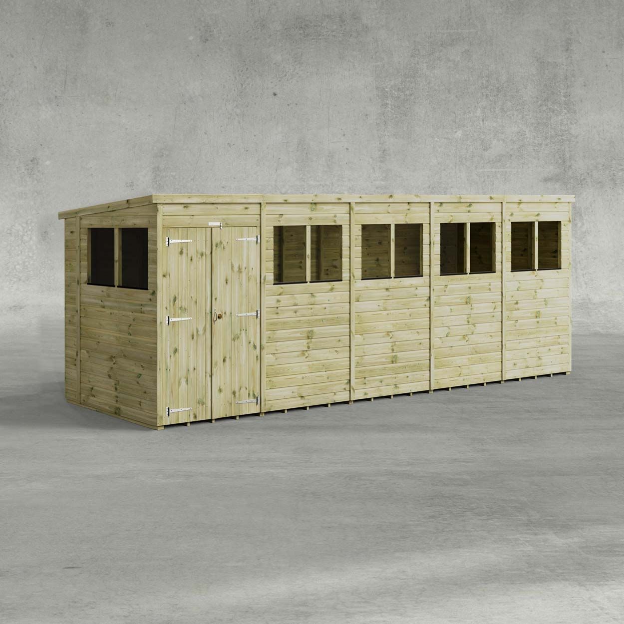 Powersheds Prem Pent Garden Shed 20ftx5ft DD