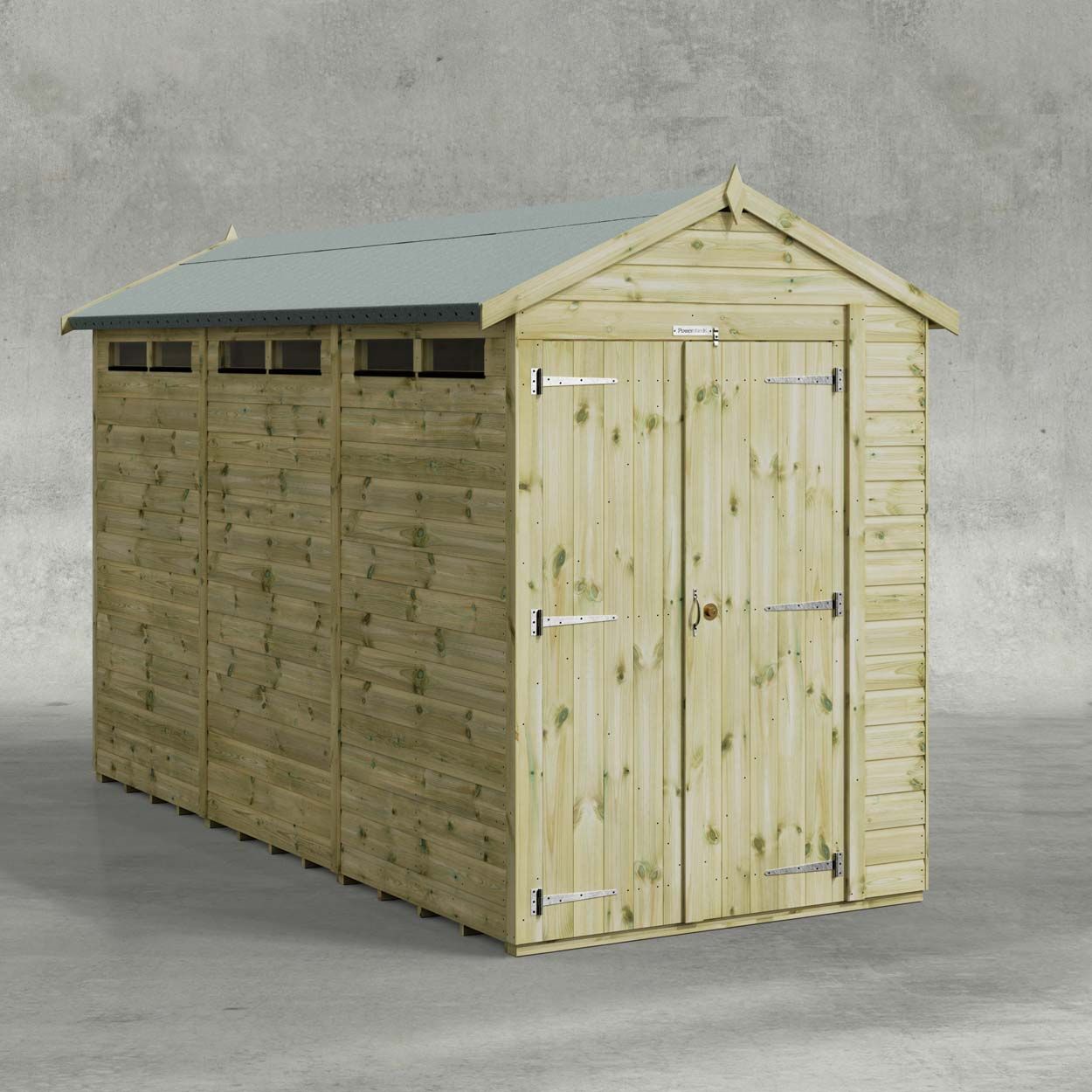 Powersheds Prem Apex Security Shed 12ft x 5ft DD