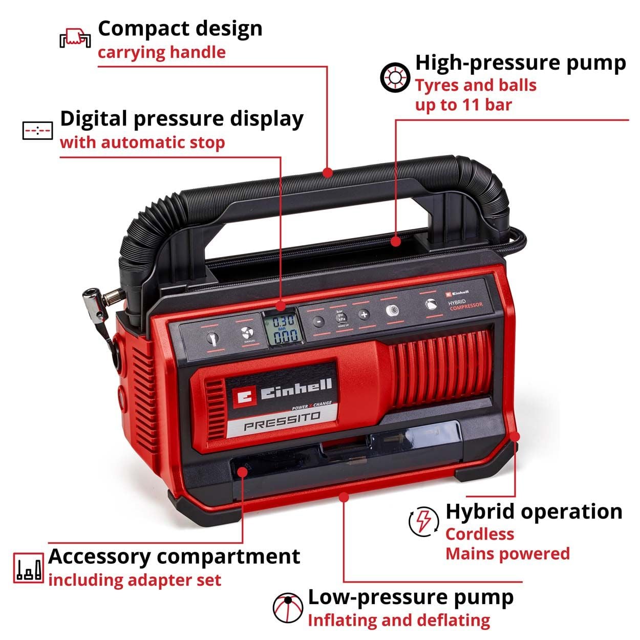 Einhell PXC 18V PRESSITO 18/25 Hybrid Air Compressor