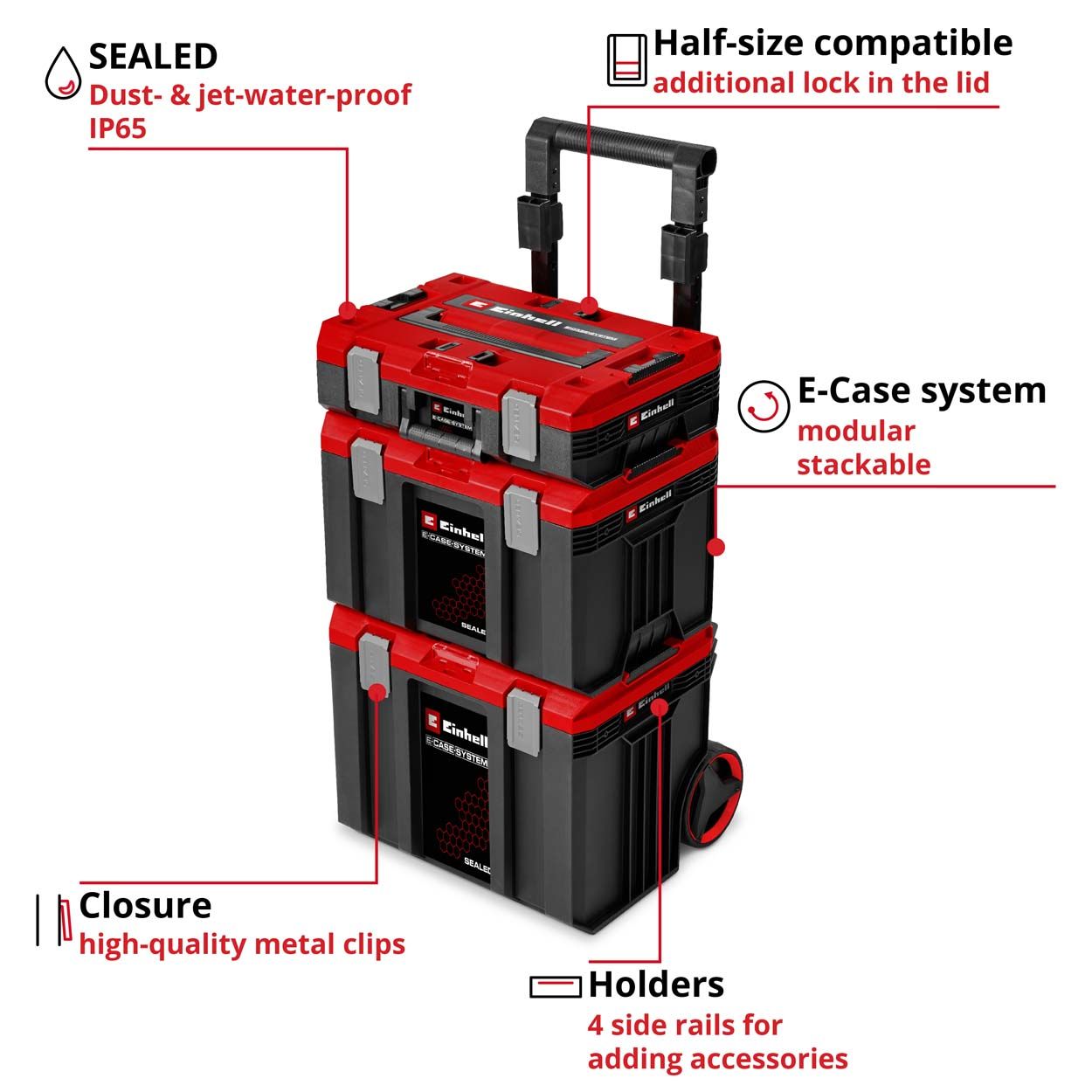 Einhell Sealed E-Case Rolling Toolbox Trolley Tower