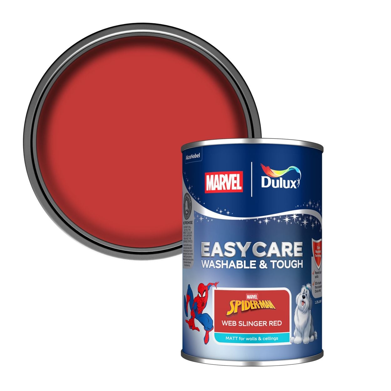 Dulux Easycare Washable & Tough Marvel Avengers Spiderman Web Slinger Red 1.25L