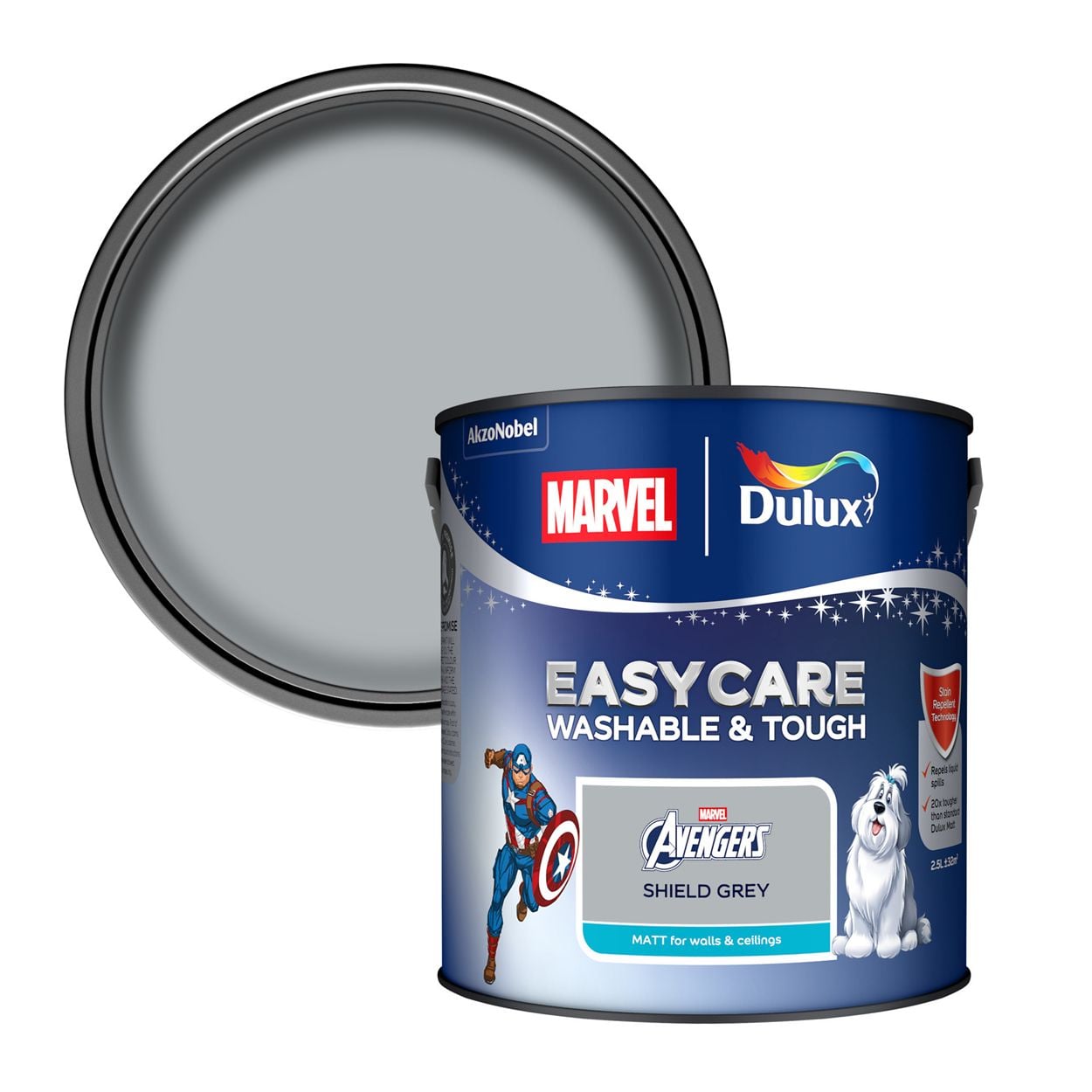 Dulux Easycare Washable & Tough Marvel Avengers Shield Grey 2.5L