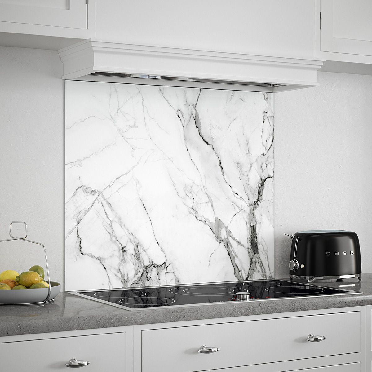 Carrara Marble Glass Kitchen Splashback 90x75cm