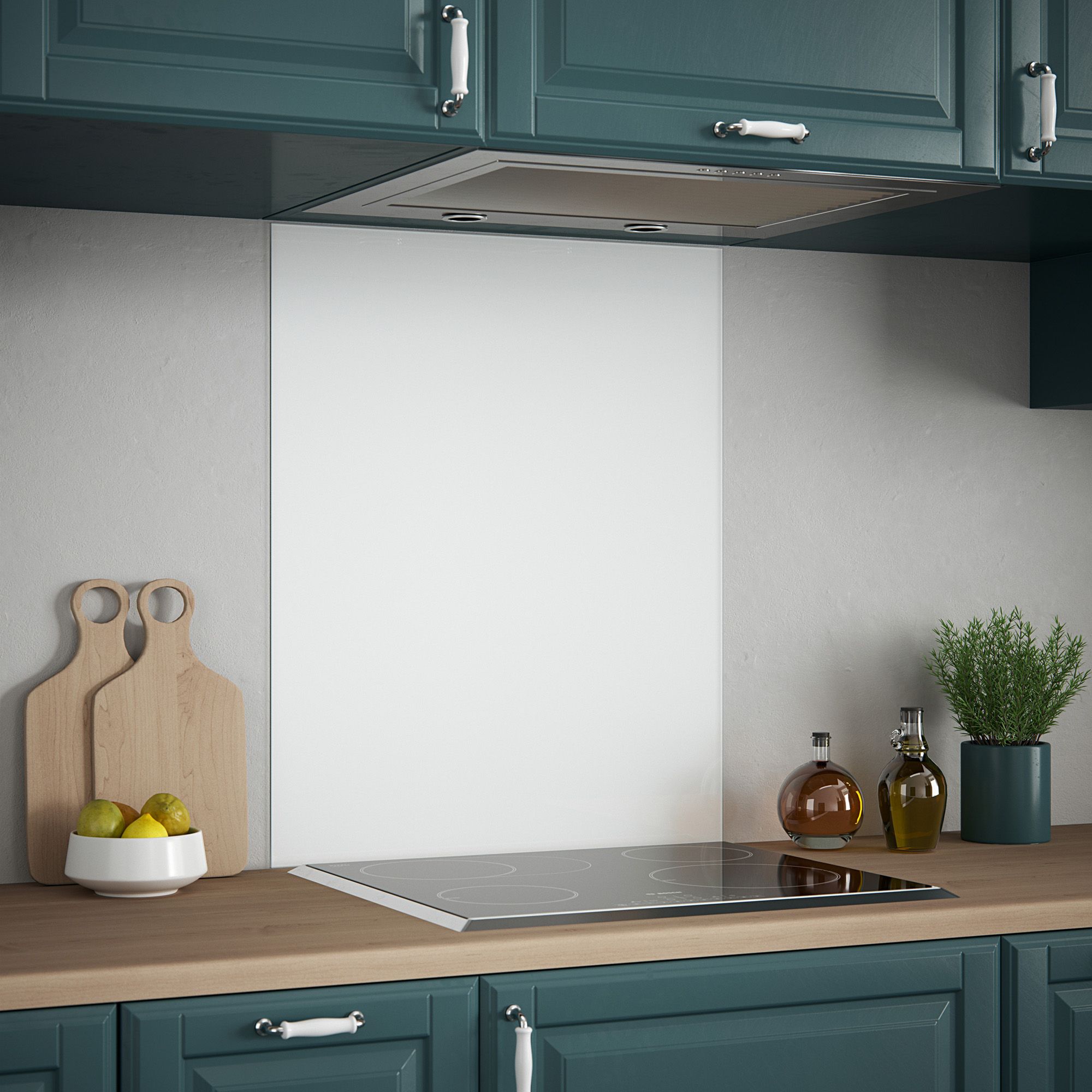 Ice White Glass Kitchen Splashback 60x75cm