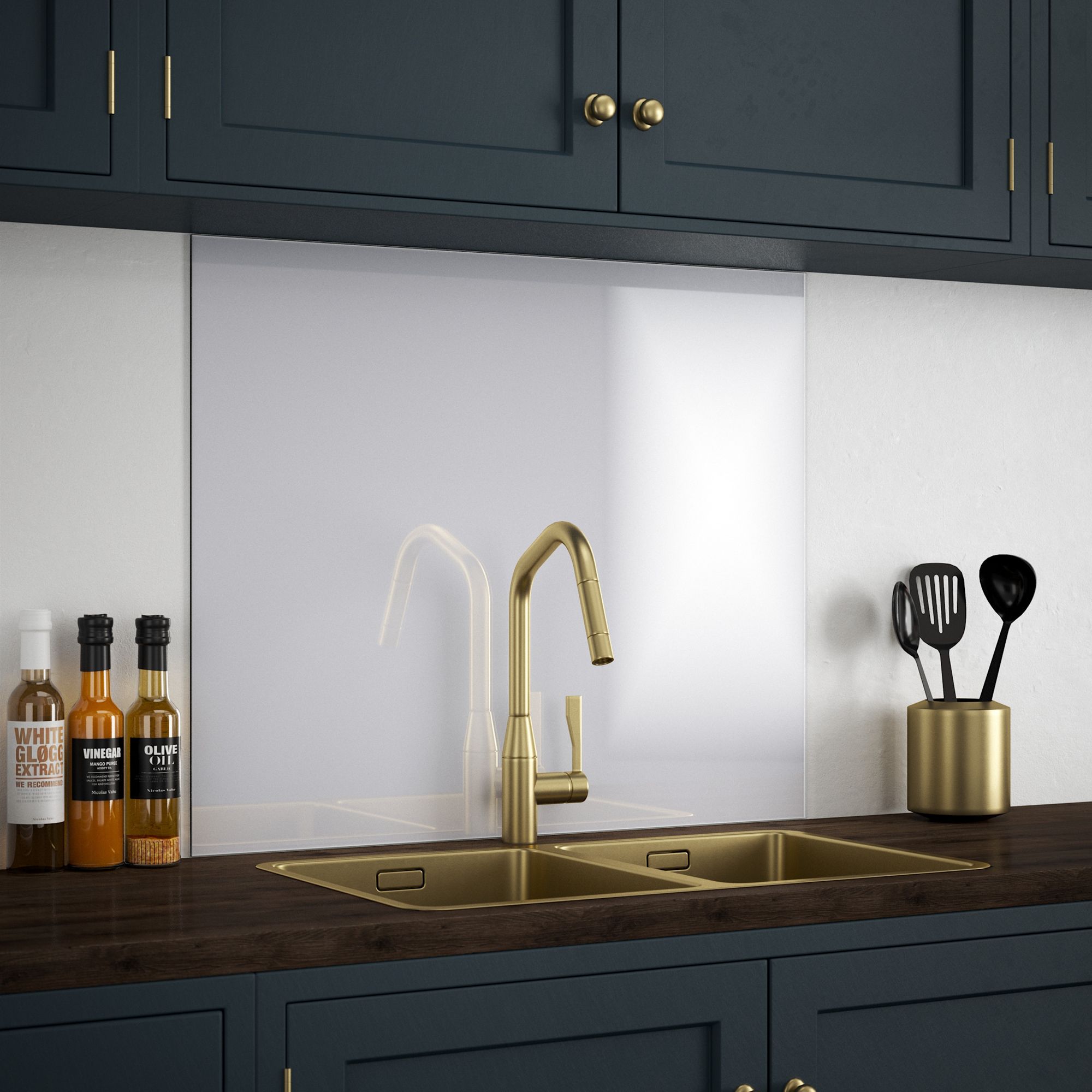 Platinum Glass Kitchen Splashback 90x75cm