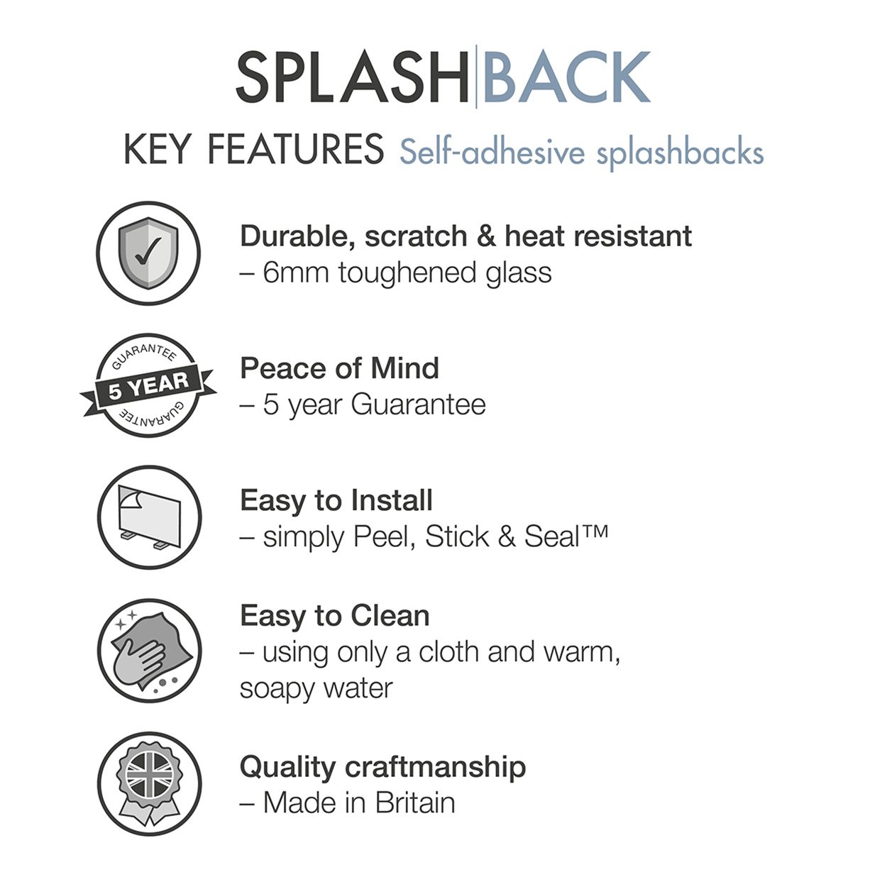 White Mist Glass Kitchen Splashback 90x75cm